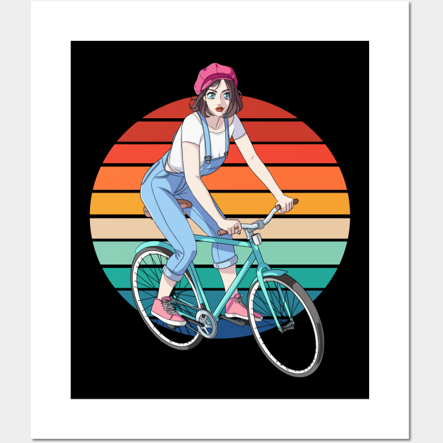 Girl Cyclist Female Bicycle Rider Bike Lover Gift Wall Art by Noseking